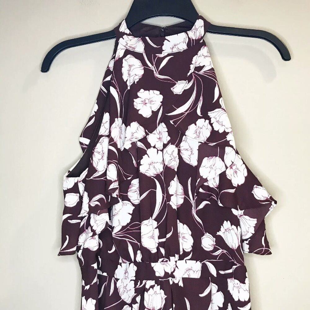 Lauren Conrad Runway Collection Dress NWT Dauphine Wine Ruffle Midi Floral 8 - Picture 2 of 6